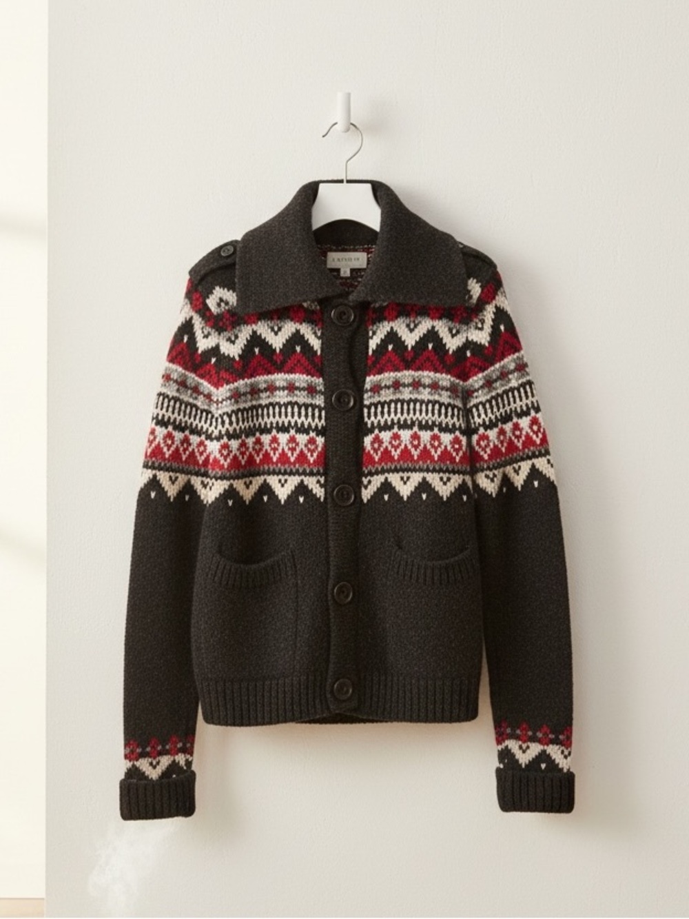 Vintage Eddie Bauer Merino Wool/Cashmere Blend Fair Isle Cardigan Size XS